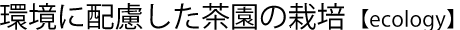 環境に配慮した茶園の栽培  【ecology】